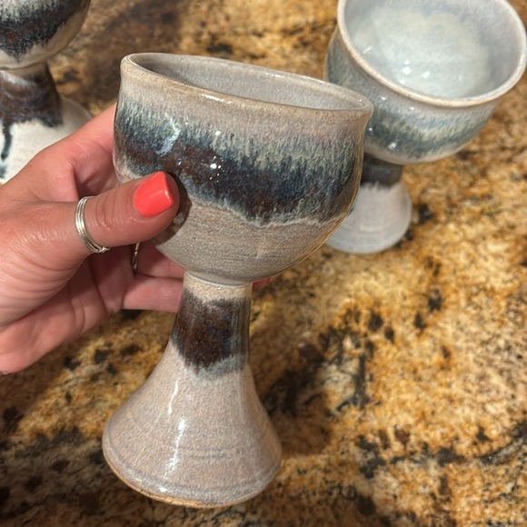 Set of Three Ceramic Goblets - Picture 3 of 5